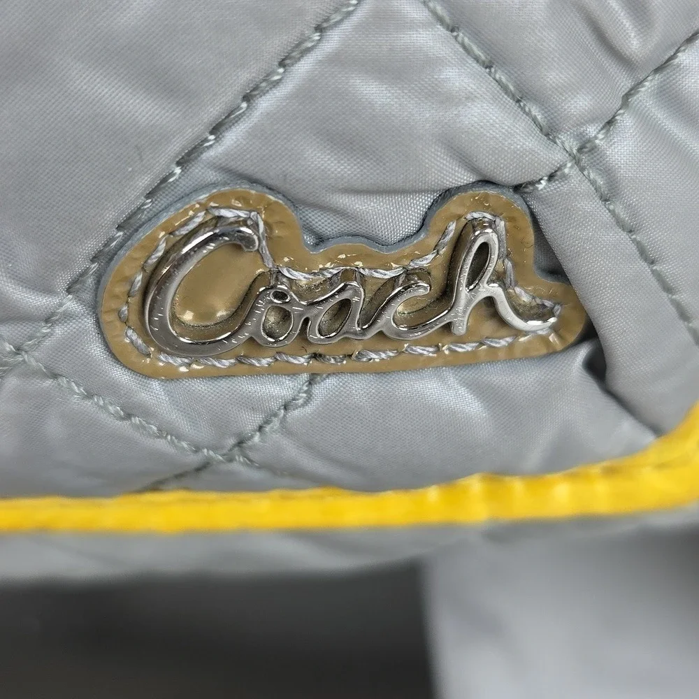 COACH #15871 VINTAGE HAND BAG GRAY‎ YELLOW RARE PURSE GUC - Picture 7 of 14